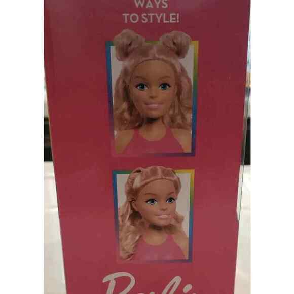 Barbie Mini Styling Head with Pink Color Highlights & Hair Brush - BRAND NEW - Picture 2 of 8